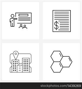 Set of 4 Simple Line Icons for Web and Print such as briefing, augmented, teaching, buy, device Vector Illustration