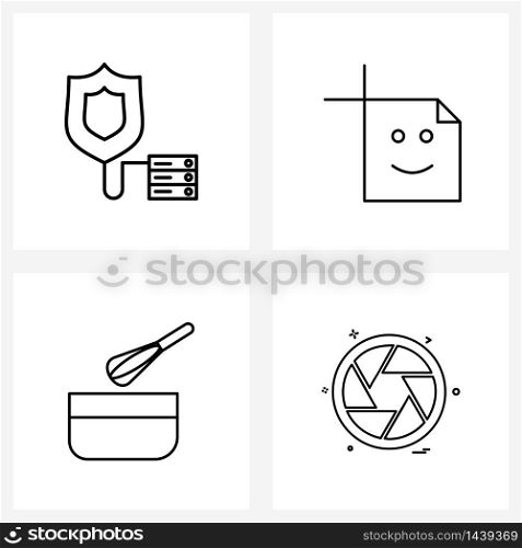 Set of 4 Simple Line Icons for Web and Print such as business, mixer, cpu, cut, kitchen Vector Illustration
