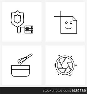 Set of 4 Simple Line Icons for Web and Print such as business, mixer, cpu, cut, kitchen Vector Illustration