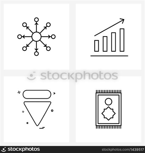Set of 4 Simple Line Icons for Web and Print such as share, buttons, sharing, up, insert Vector Illustration