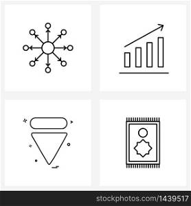 Set of 4 Simple Line Icons for Web and Print such as share, buttons, sharing, up, insert Vector Illustration
