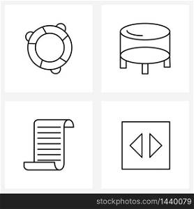Set of 4 Simple Line Icons for Web and Print such as swimming tube, news, swimming pool, home, paper Vector Illustration