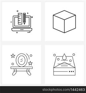 Set of 4 Simple Line Icons for Web and Print such as laptop, clothing, scale, commodity, blood Vector Illustration