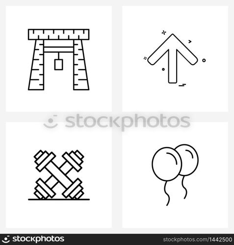Set of 4 Simple Line Icons for Web and Print such as crime, medical, hanging, direction, dumbbell Vector Illustration