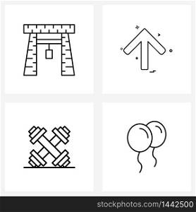 Set of 4 Simple Line Icons for Web and Print such as crime, medical, hanging, direction, dumbbell Vector Illustration