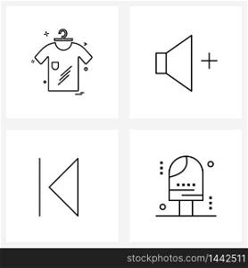 Set of 4 Simple Line Icons for Web and Print such as shirt, left, cloths, volume, popsicle Vector Illustration
