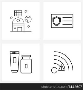 Set of 4 Simple Line Icons for Web and Print such as drone, makeup, spacecraft, id, wife error Vector Illustration
