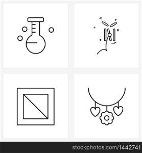 Set of 4 Simple Line Icons for Web and Print such as flask, block, tube, game, access Vector Illustration