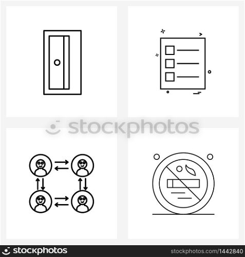 Set of 4 Simple Line Icons for Web and Print such as education, communication, sharpener, form, sharing Vector Illustration