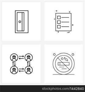 Set of 4 Simple Line Icons for Web and Print such as education, communication, sharpener, form, sharing Vector Illustration