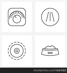 Set of 4 Simple Line Icons for Web and Print such as equalizer, mode, machine, road sign, tactile Vector Illustration