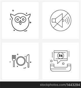 Set of 4 Simple Line Icons for Web and Print such as animal, food, bird, development, eating Vector Illustration