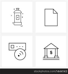 Set of 4 Simple Line Icons for Web and Print such as cylinder, bank, document, server, savings Vector Illustration
