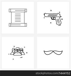 Set of 4 Simple Line Icons for Web and Print such as chines, year, weapon, avatar Vector Illustration