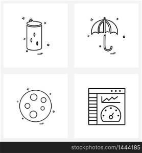 Set of 4 Simple Line Icons for Web and Print such as pepper, science, umbrella, medical, admin panel Vector Illustration