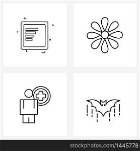 Set of 4 Simple Line Icons for Web and Print such as file, doctor, files, decorate, health Vector Illustration