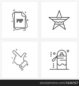 Set of 4 Simple Line Icons for Web and Print such as file, like, files, shining star, liked Vector Illustration