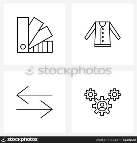 Set of 4 Simple Line Icons for Web and Print such as art, left right arrow, palette, garments, direction Vector Illustration