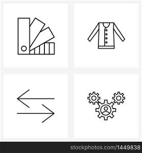 Set of 4 Simple Line Icons for Web and Print such as art, left right arrow, palette, garments, direction Vector Illustration