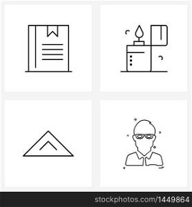 Set of 4 Simple Line Icons for Web and Print such as bookmark, arrow, interface, heat, up Vector Illustration