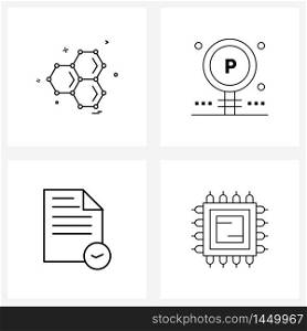Set of 4 Simple Line Icons for Web and Print such as shell, document, cells, board, file Vector Illustration