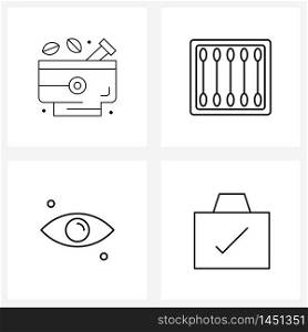 Set of 4 Simple Line Icons for Web and Print such as health, eye, pharmacy, cotton, view Vector Illustration