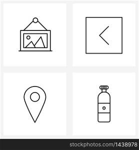 Set of 4 Simple Line Icons of art, marker, museum, chevron, spray Vector Illustration