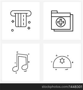 Set of 4 Simple Line Icons of atm, medical, data, Jewish Vector Illustration