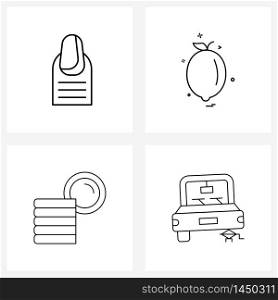 Set of 4 Simple Line Icons of beauty, business, fruits, fruit , coins Vector Illustration