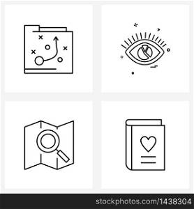 Set of 4 Simple Line Icons of business; location; market; eye ; place Vector Illustration