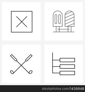 Set of 4 Simple Line Icons of cross, golf, ice, new, sports Vector Illustration