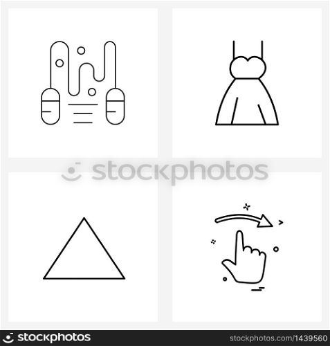 Set of 4 Simple Line Icons of fitness, arrow, rope, love, play Vector Illustration