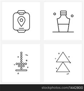 Set of 4 Simple Line Icons of gps, arrows, navigation, beer bottle, download Vector Illustration