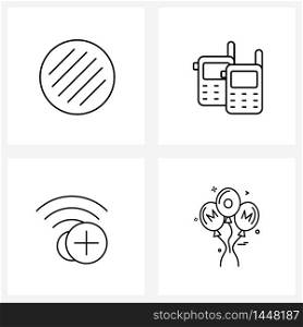 Set of 4 Simple Line Icons of grid, signal, communication, warlike talkie, mothers day Vector Illustration