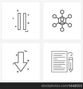Set of 4 Simple Line Icons of pause, direction, user interface, avatar, Vector Illustration