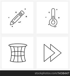 Set of 4 Simple Line Icons of pen, dimensional, school, health, interaction Vector Illustration