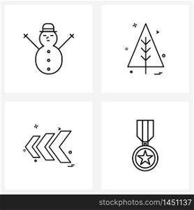 Set of 4 Simple Line Icons of snowman, arrows, festival, Christmas celebrations, Vector Illustration