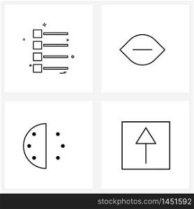 Set of 4 Simple Line Icons of ui, half, main menu, watch, minutes Vector Illustration