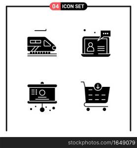Set of 4 Solid Style Icons for web and mobile. Glyph Symbols for print. Solid Icon Signs Isolated on White Background. 4 Icon Set.. Creative Black Icon vector background