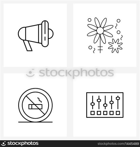 Set of 4 UI Icons and symbols for ads, travel, speaker, flood, beat Vector Illustration