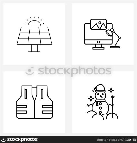 Set of 4 UI Icons and symbols for alternative, life jacket, energy, computer, life guard Vector Illustration
