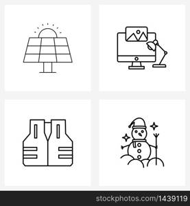 Set of 4 UI Icons and symbols for alternative, life jacket, energy, computer, life guard Vector Illustration