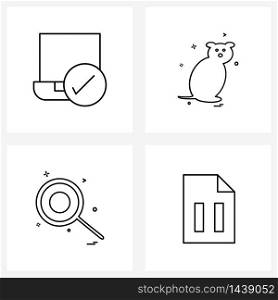 Set of 4 UI Icons and symbols for approved, searching, result, wildlife, control Vector Illustration