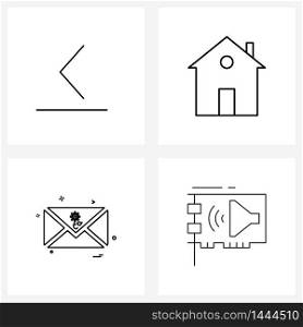 Set of 4 UI Icons and symbols for arrow, valentine, dash, hut, card Vector Illustration
