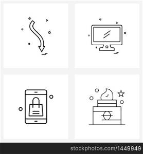 Set of 4 UI Icons and symbols for arrows, digital shopping, arrow , internet, internet shopping Vector Illustration
