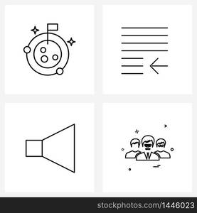 Set of 4 UI Icons and symbols for astronomy, sound, flag, paragraph, group Vector Illustration