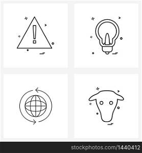 Set of 4 UI Icons and symbols for attention, economy, alert, education, money Vector Illustration