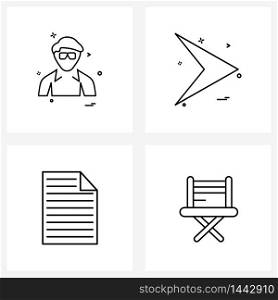 Set of 4 UI Icons and symbols for avatar, page, mane, arrows, template Vector Illustration