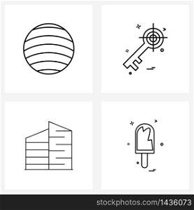 Set of 4 UI Icons and symbols for ball; smart; sports; close; ice cream Vector Illustration