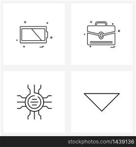 Set of 4 UI Icons and symbols for battery, robot, briefcase, bag, arrow Vector Illustration